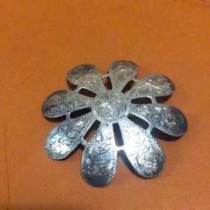 SIAM Sterling Silver - Vintage Floral Brooch Pin